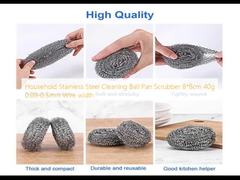 Épurateur de casserole de boule de nettoyage d'acier inoxydable de ménage 8*8cm 40g largeur de fil de 0.08-0.5mm
